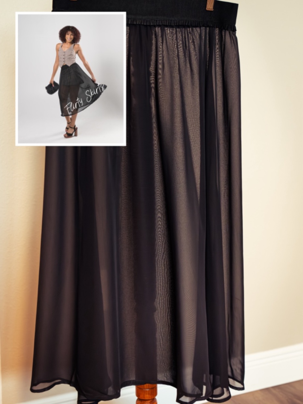 Sheer Black Chiffon Skirt NWT
